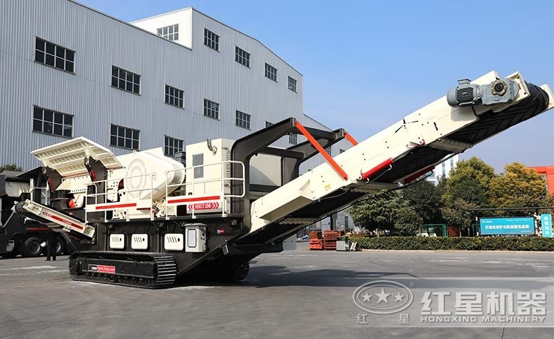 履帶移動式小型石頭破碎機，環(huán)保安全